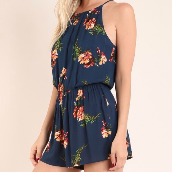 Navy floral romper - Picture 2 of 4